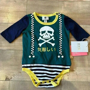4/$25 NWT Harajuku Mini Infant Boys Skull Graphic One Piece Bodysuit Target 18M